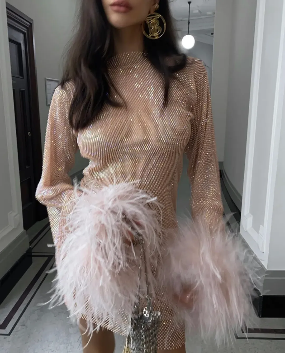 Santa Brands Feathers Mini Dress Blush One Size  for rent on The Volte - main image