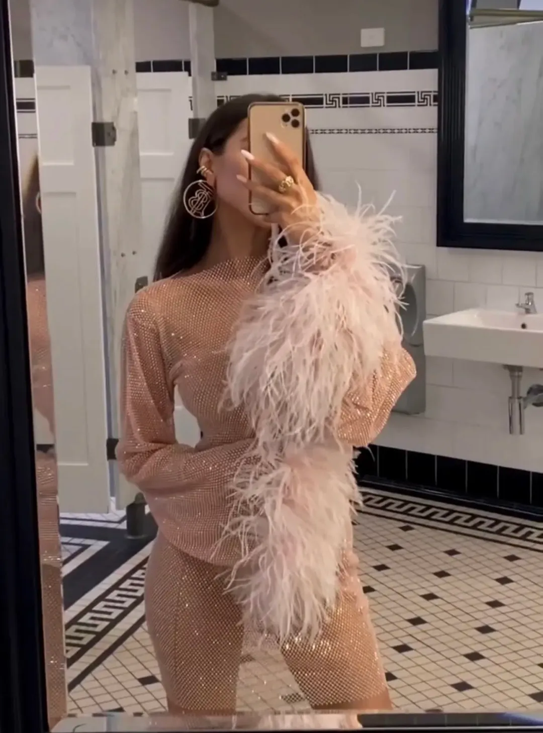 Santa Brands Feathers Mini Dress Blush One Size  for rent on The Volte - main image