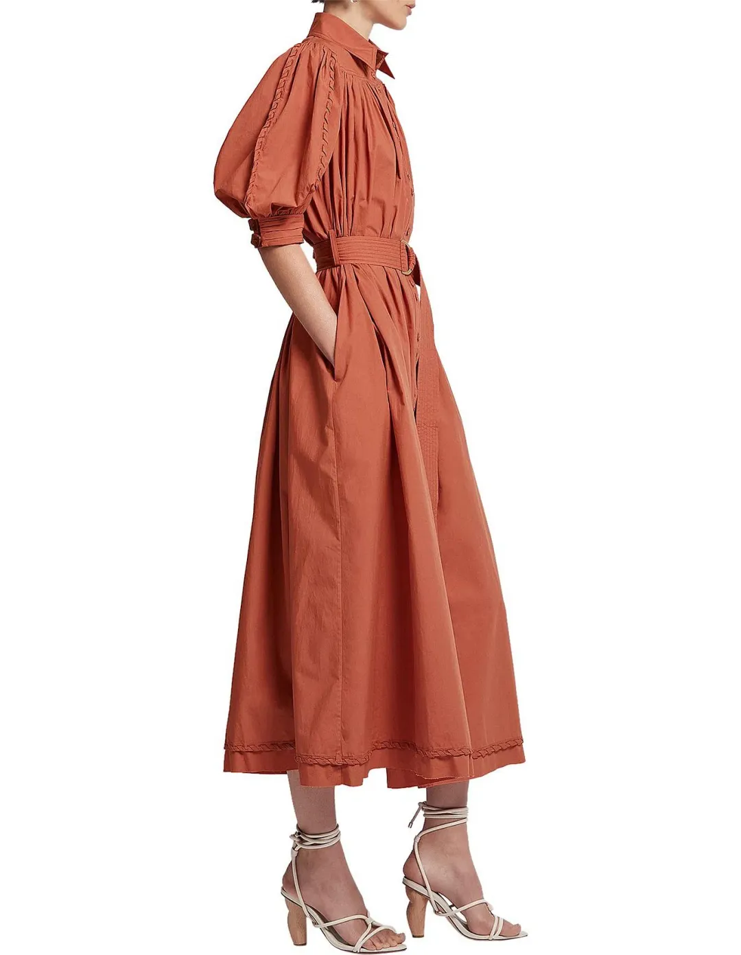 Aje Manifest Midi Dress Rust Size 10 for rent on The Volte - main image