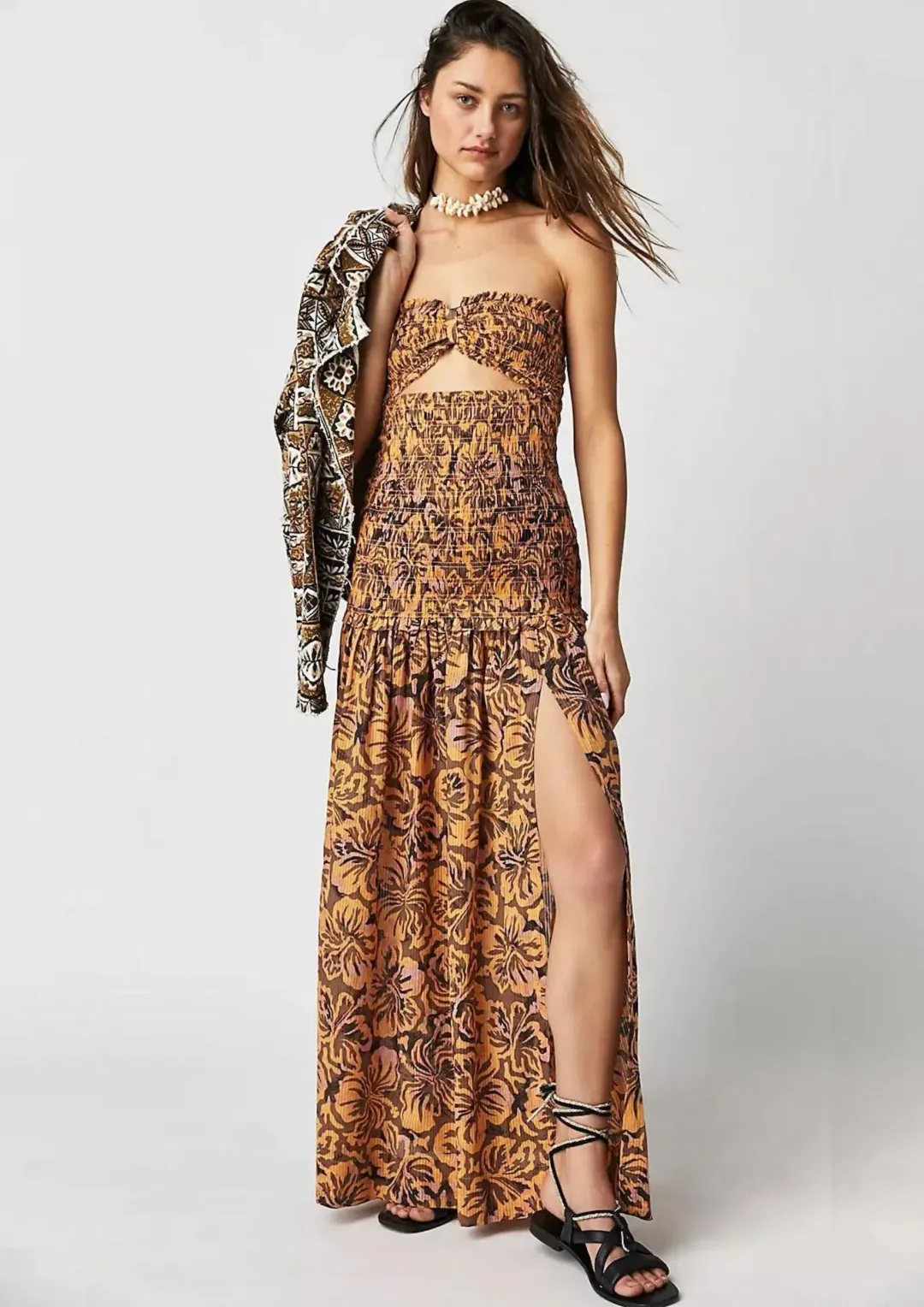 Bec & Bridge Samara Strapless Shirred Maxi Dress Floral Size 8 for rent on The Volte - main image