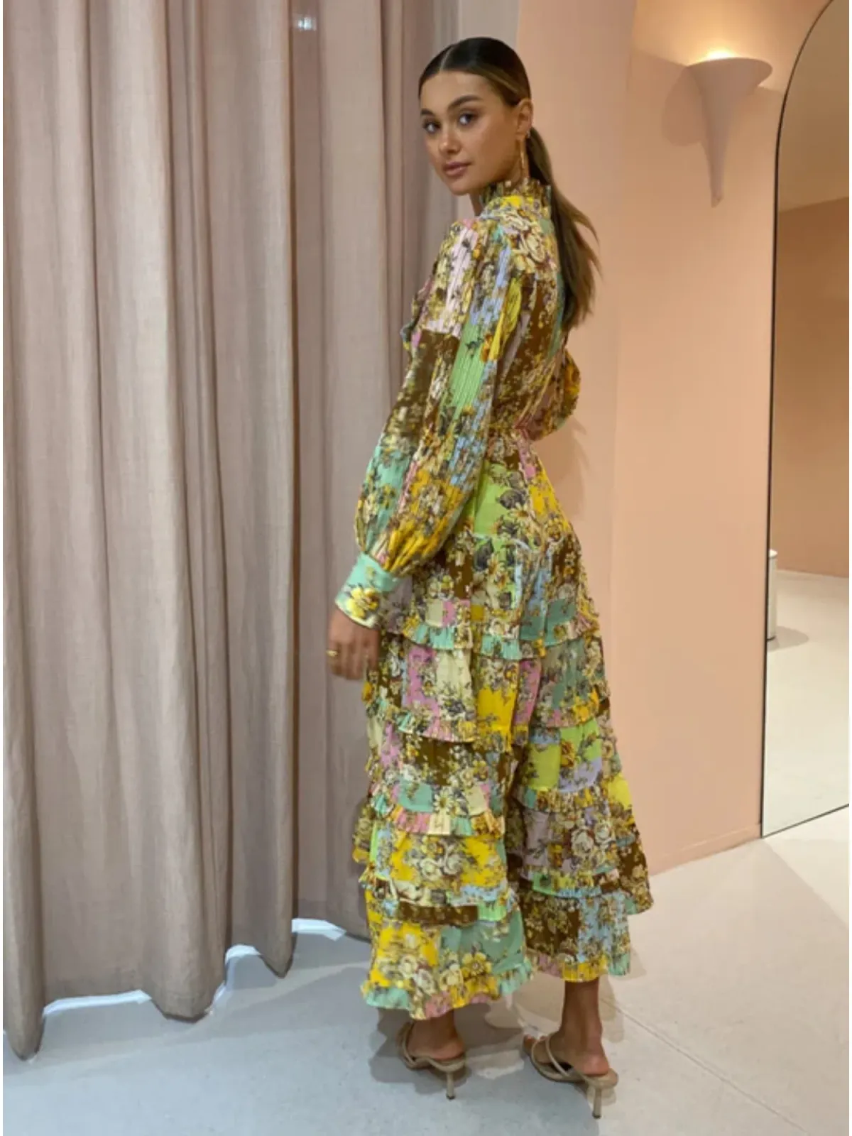 Alemais Matilde Pleat Shirt Dress In Multi Size AU 12 - Image 4