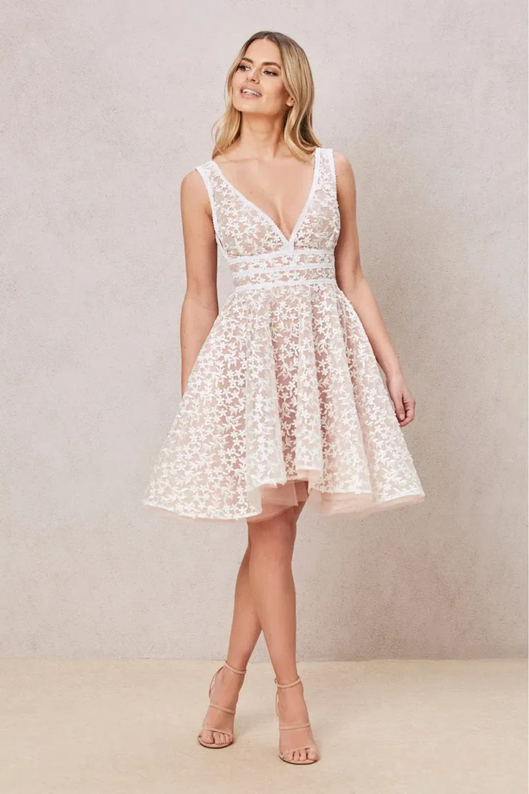 Nadine Merabi Daisy Mini Dress White Size 8 for rent on The Volte - main image