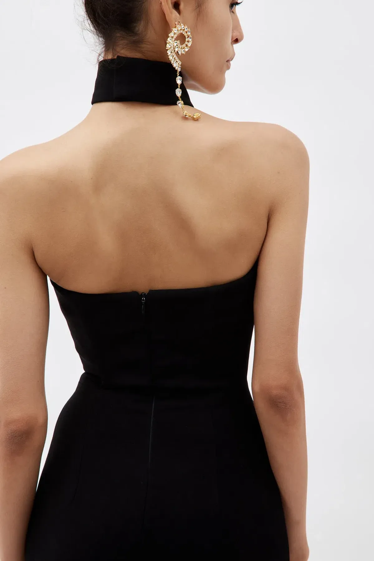 Monot Long Black Gown with Asymmetrical Strap Black Size 6 - Image 6