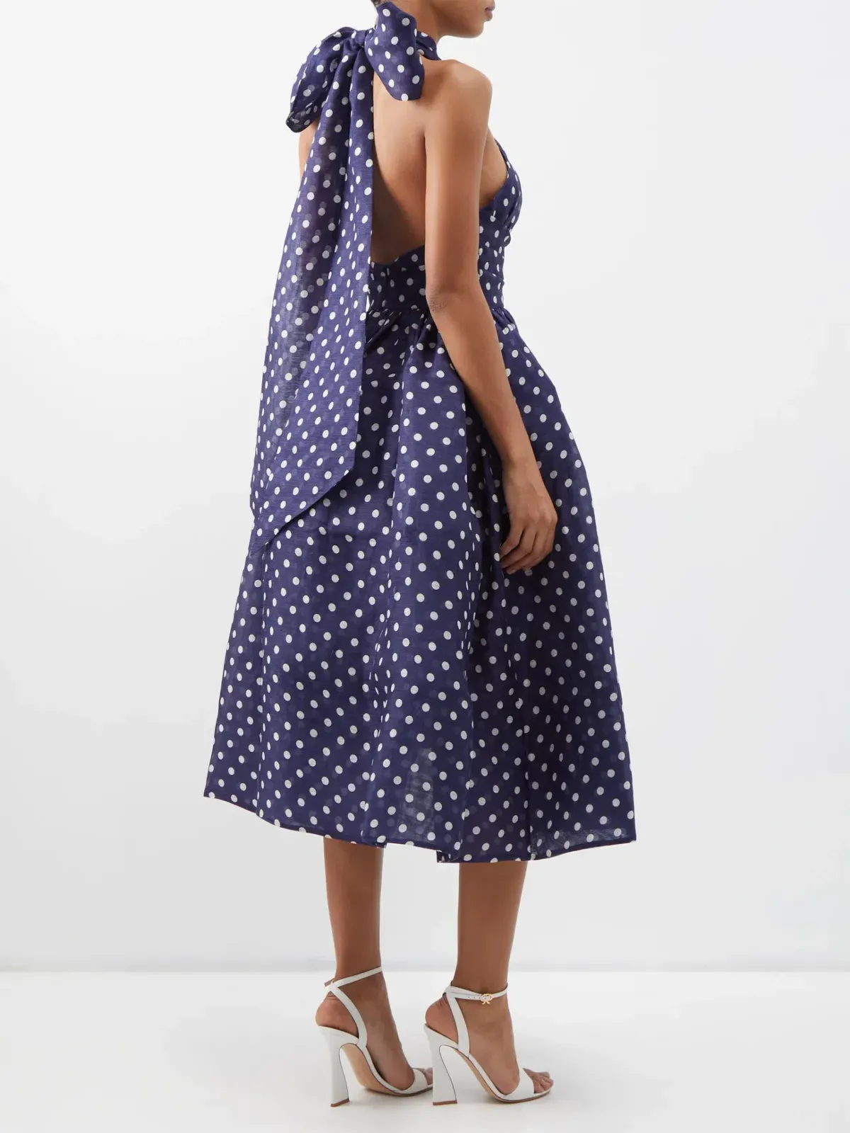Zimmermann High Tide Halterneck Polka Dot Midi Dress Print Size 4 / Au 16 - Image 4