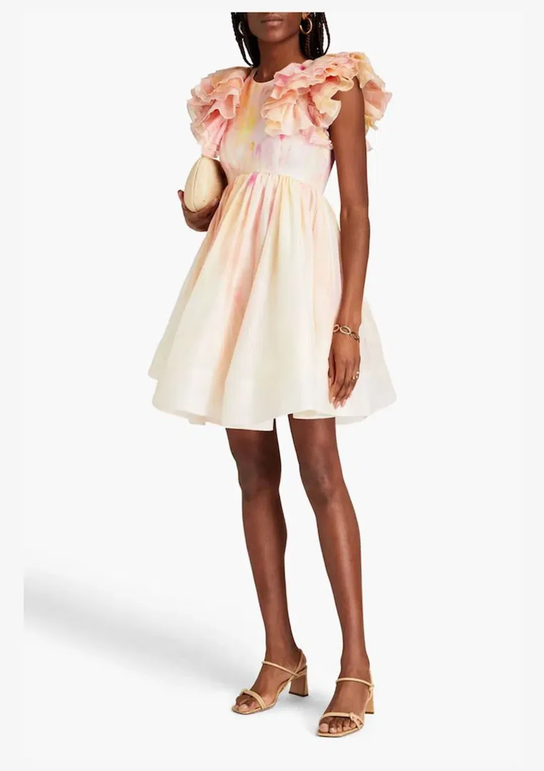  Zimmermann Prima Ruffle Mini Dress Abstract Multi Size 0 / Au 8  for rent on The Volte - main image