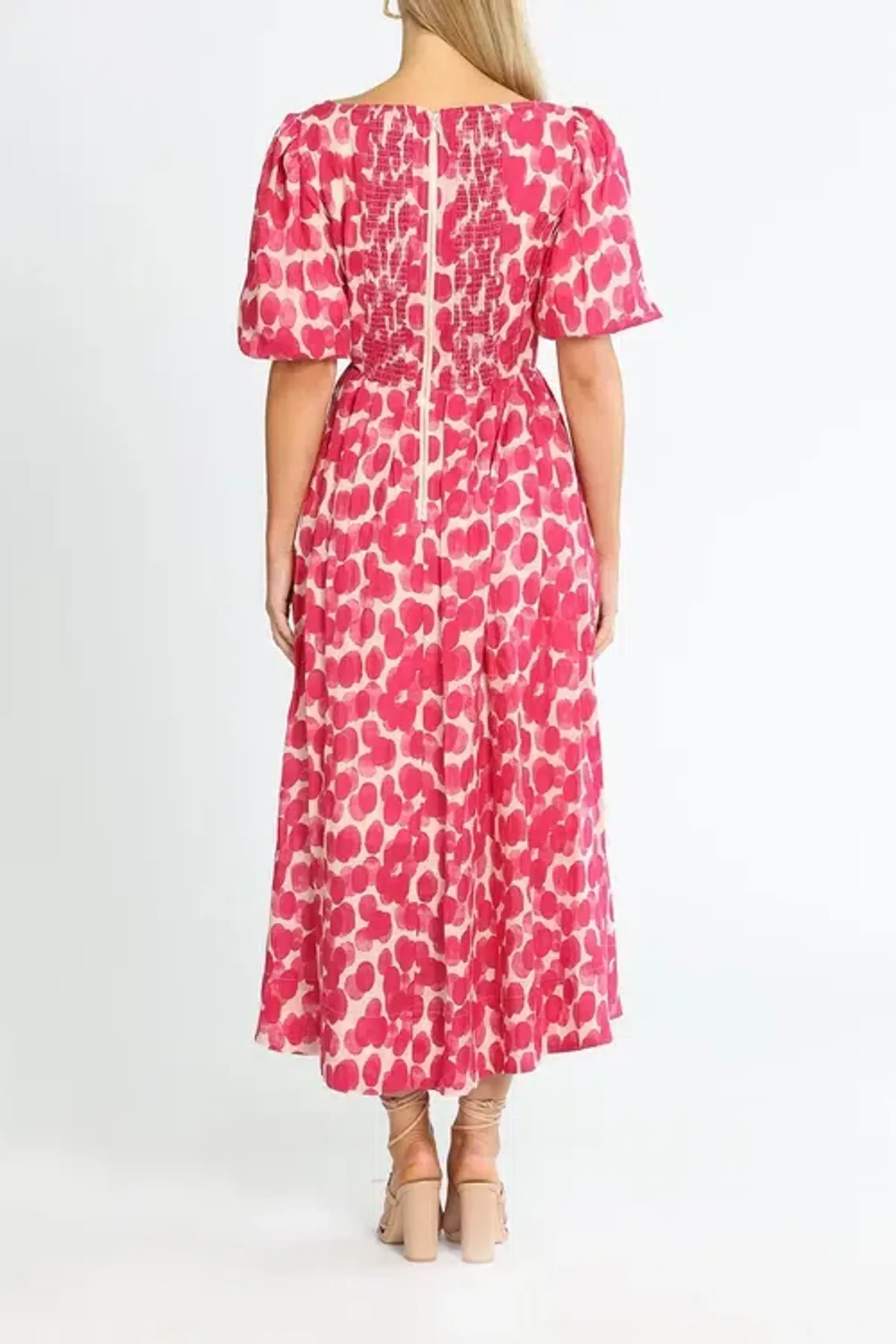 Ministry of Style Mottled Blossoms Midi Dress Pink Print Size AU 8 - Image 3