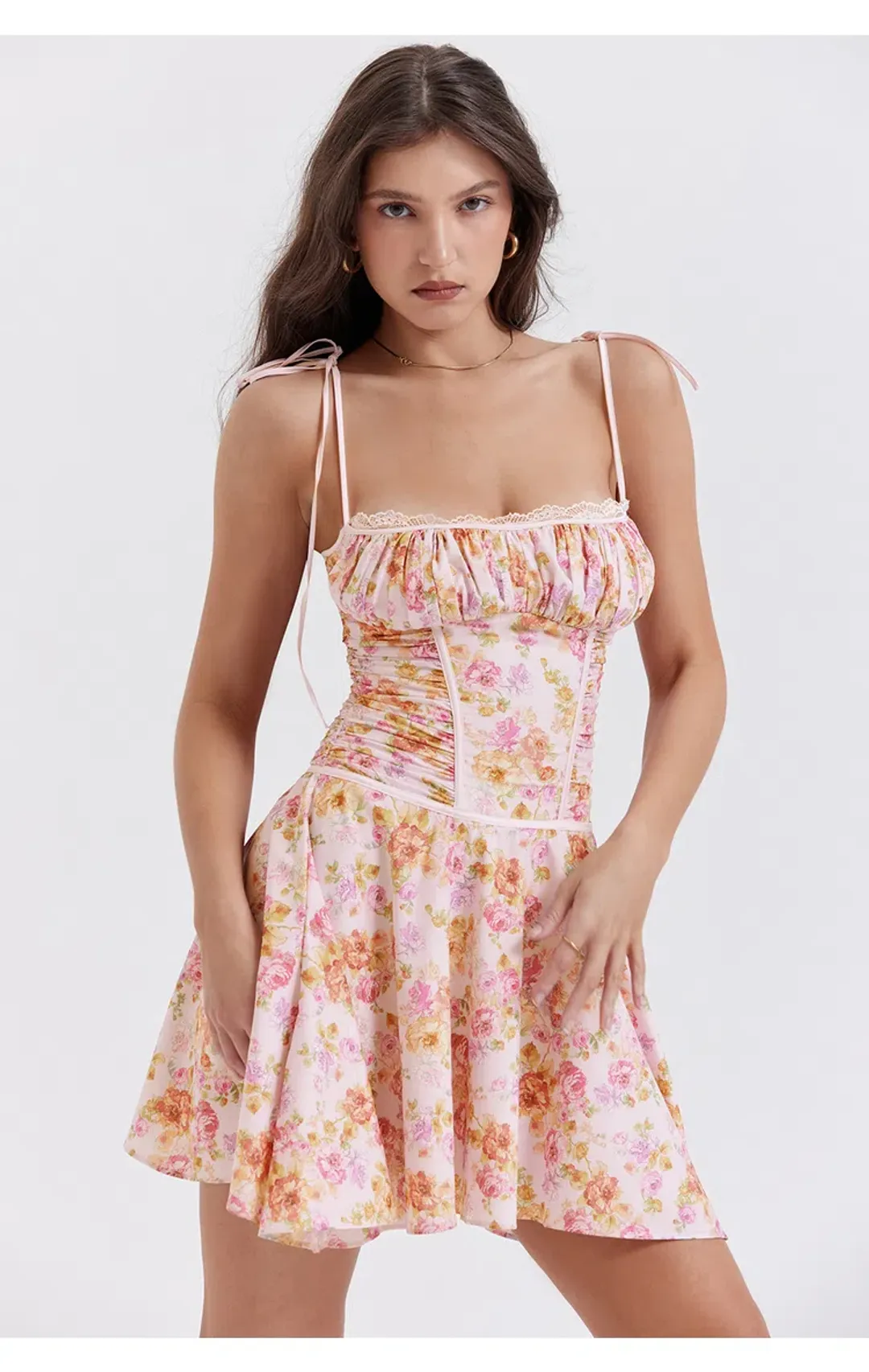 House of CB Alejandra Corset Mini Dress Light Lavender Floral Size S / AU 8 for rent on The Volte - main image