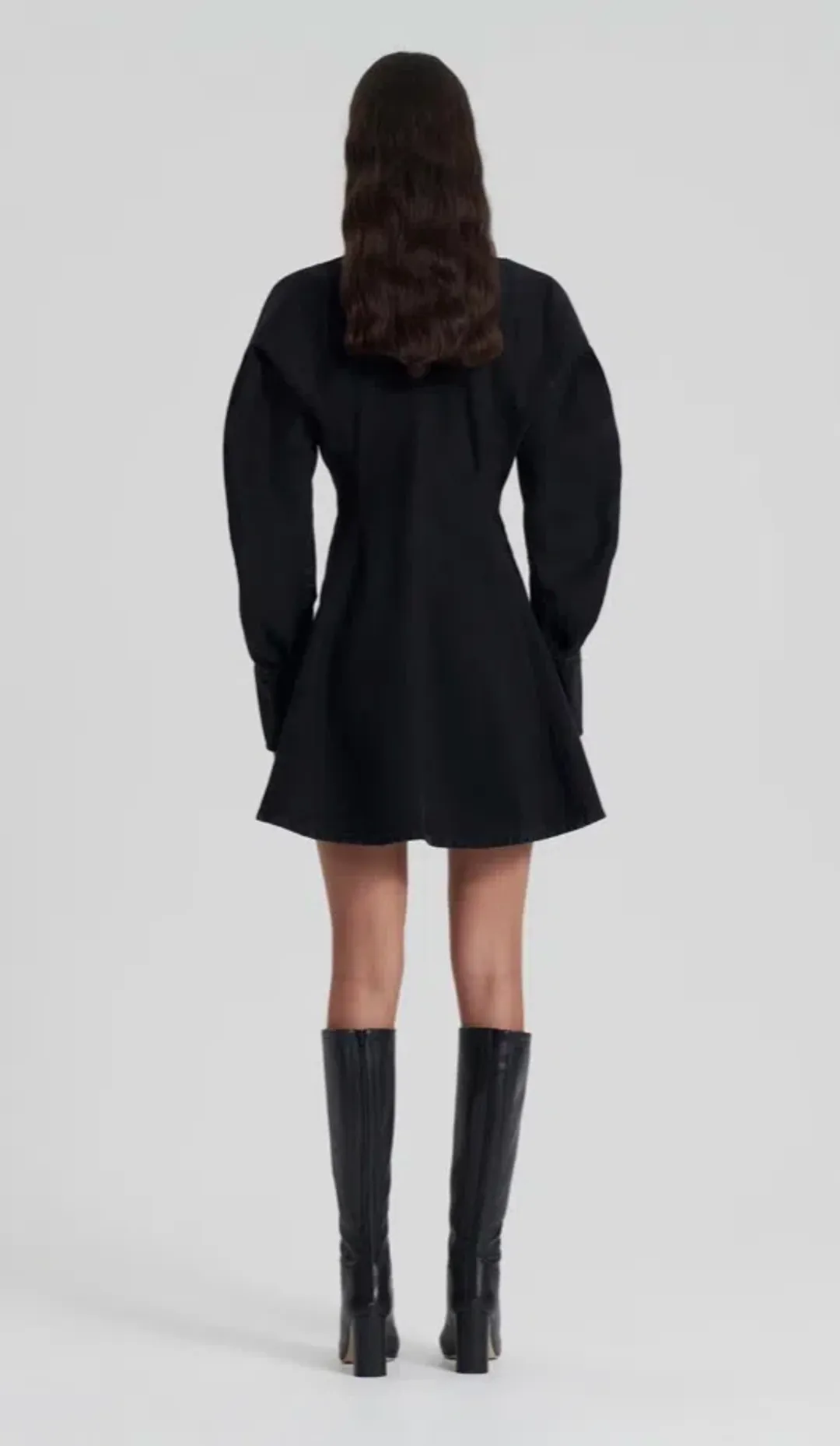 Scanlan Theodore Denim Cocoon Sleeve Mini Dress Washed Black Size 6 / XS for rent on The Volte - main image