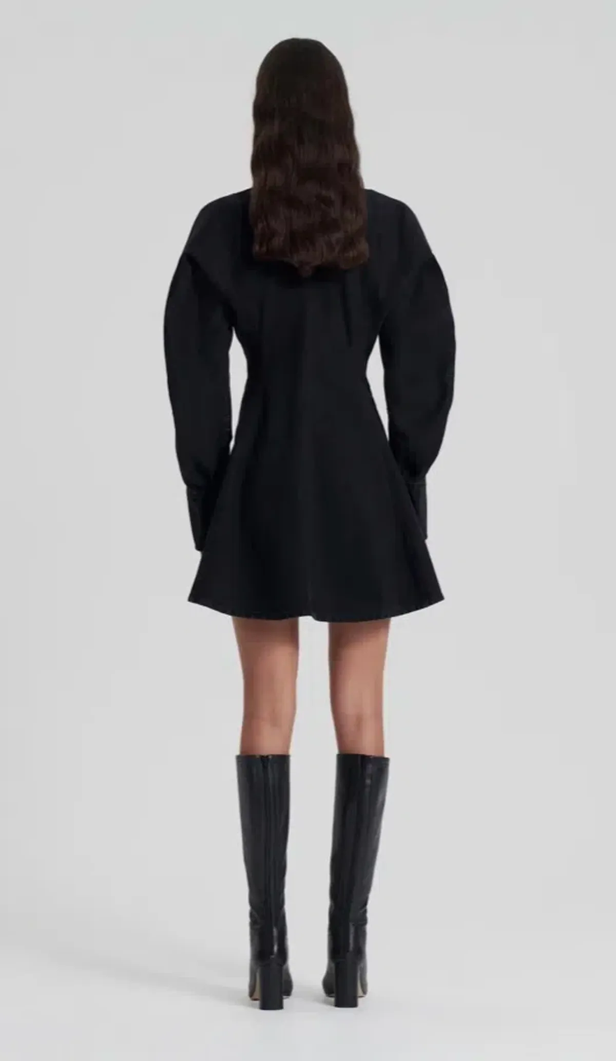 Scanlan Theodore Denim Cocoon Sleeve Mini Dress Washed Black Size 6 / XS - Image 3