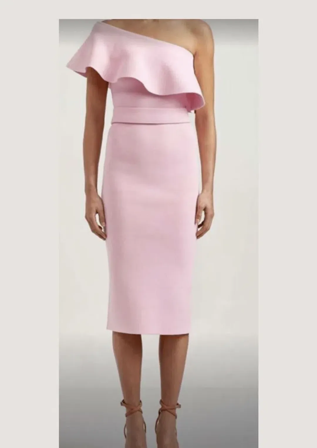 Scanlan Theodore Crepe Knit Ruffle Dress Pink Size XS / AU 6 for rent on The Volte - main image