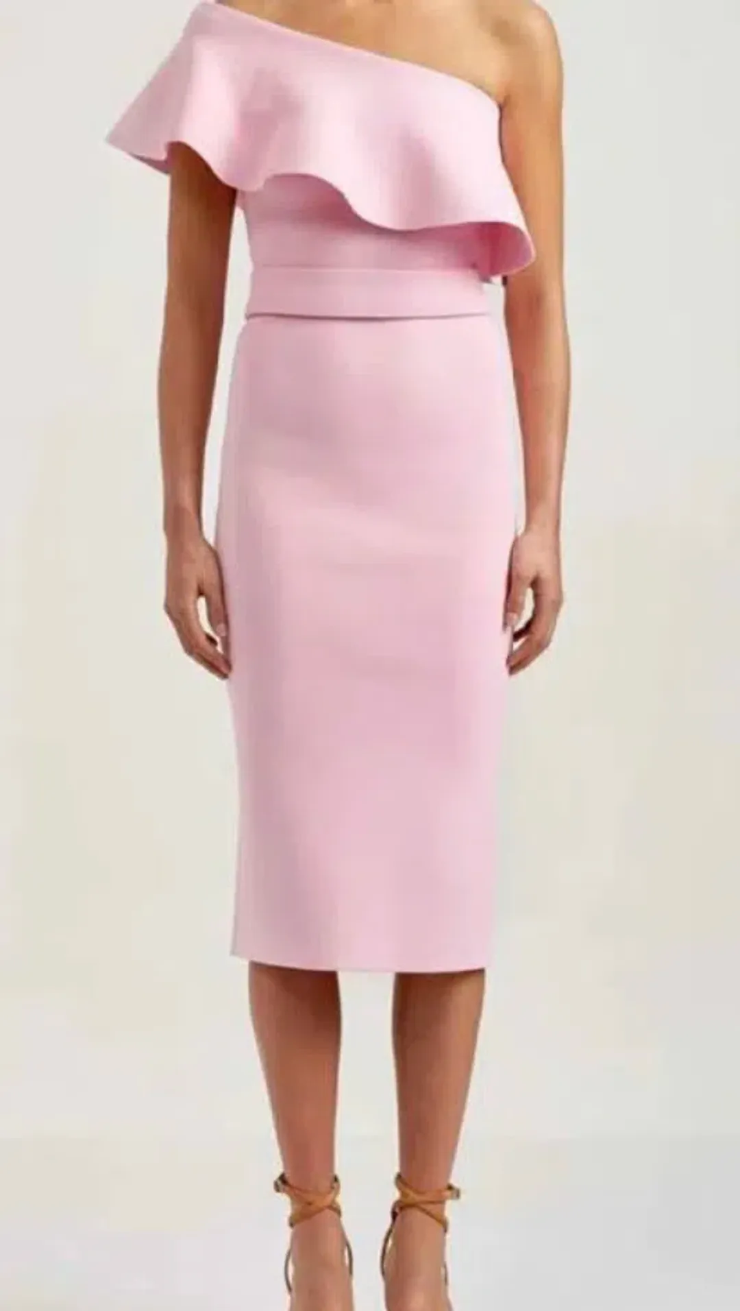 Scanlan Theodore Crepe Knit Ruffle Dress Pink Size XS / AU 6 for rent on The Volte - main image