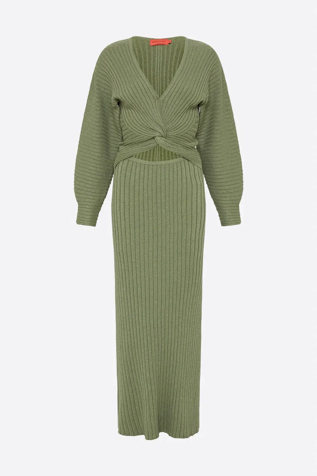 Manning Cartell Love Match Knit Midi Dress Olive Green Size 6 for rent on The Volte - main image