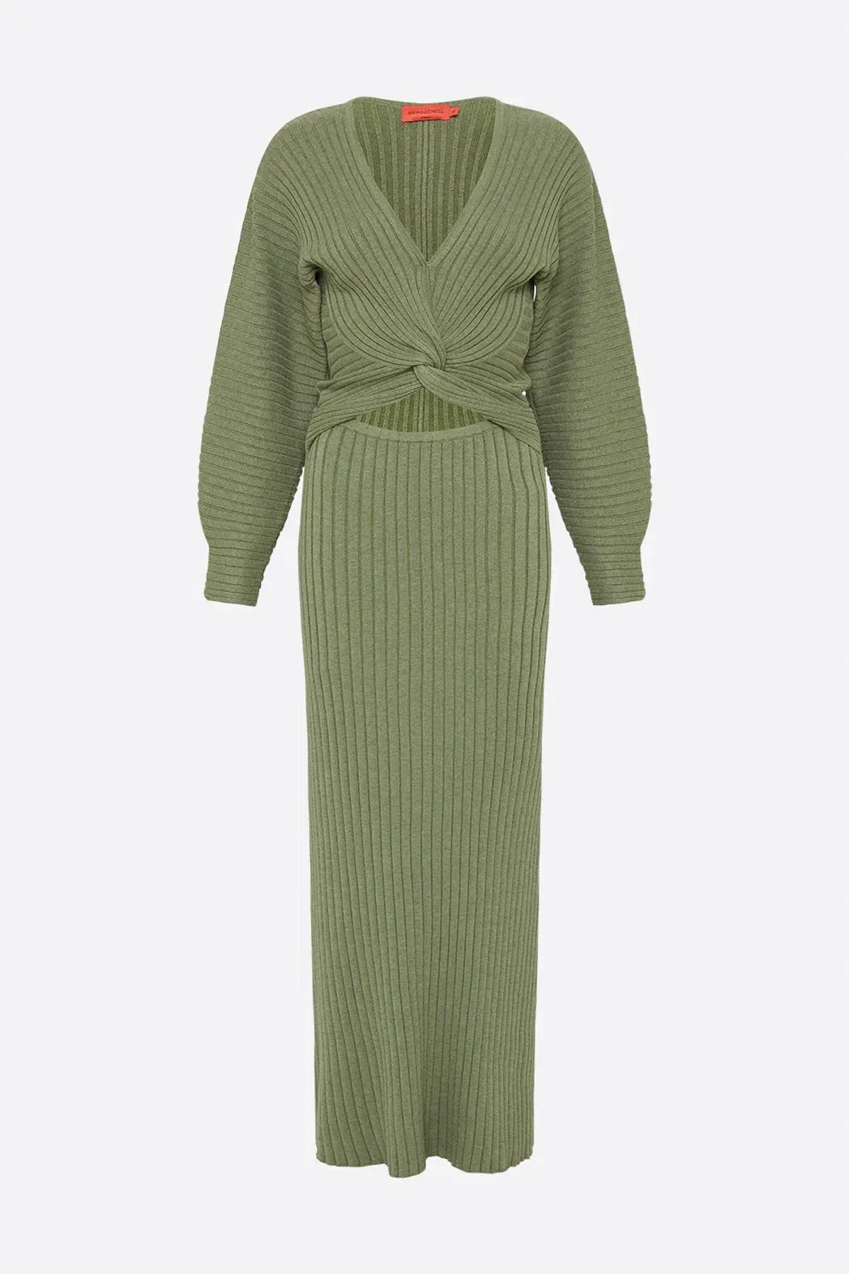 Manning Cartell Love Match Knit Midi Dress Olive Green Size 6 - Image 5