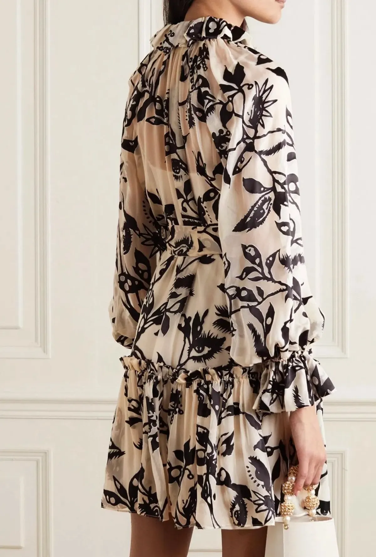 Zimmermann Ladybeetle Pussy-bow Ruffled Devore Velvet Dress Print Size 2 / Au 12 - Image 2