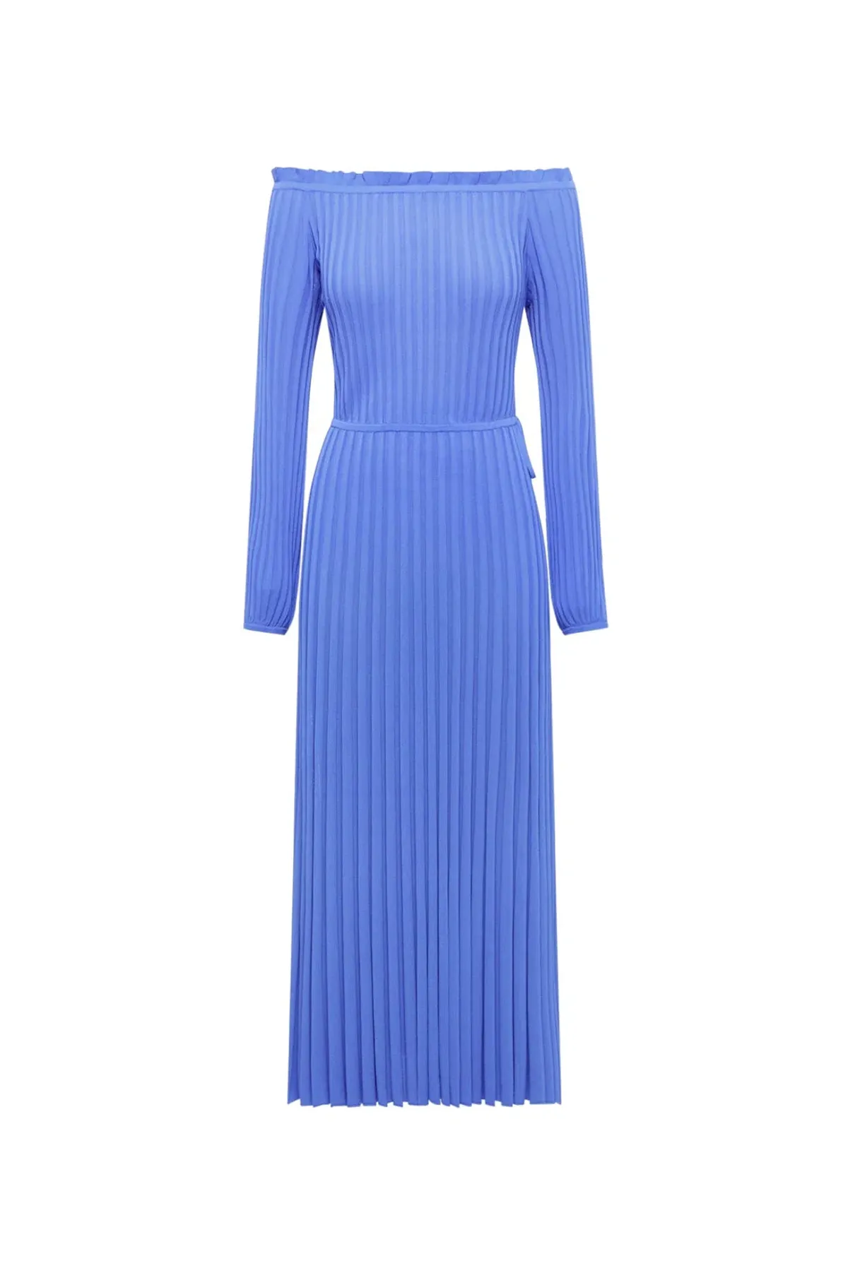 Scanlan Theodore Pleated Rib Cold Shoulder Dress Blue Size XS/AU 6 - Image 3