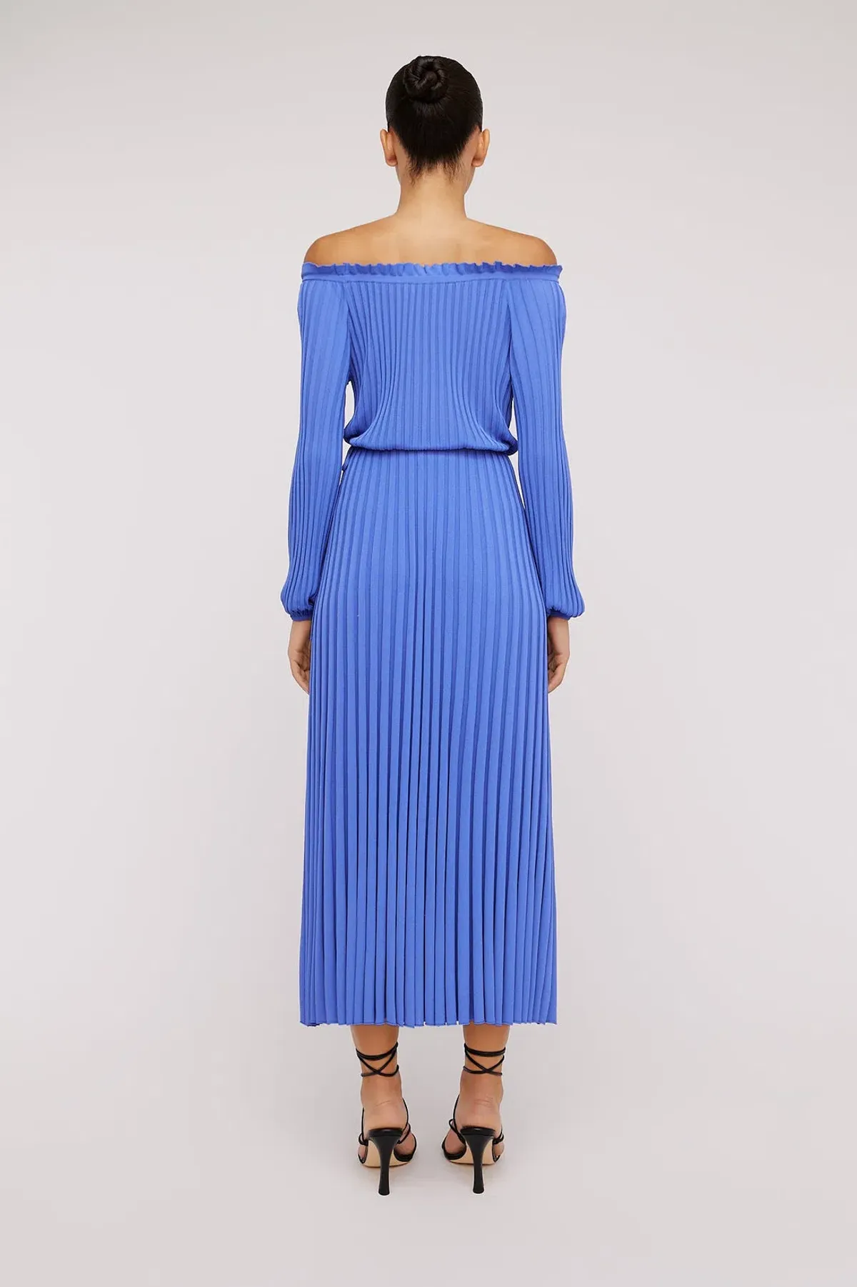 Scanlan Theodore Pleated Rib Cold Shoulder Dress Blue Size XS/AU 6 - Image 2