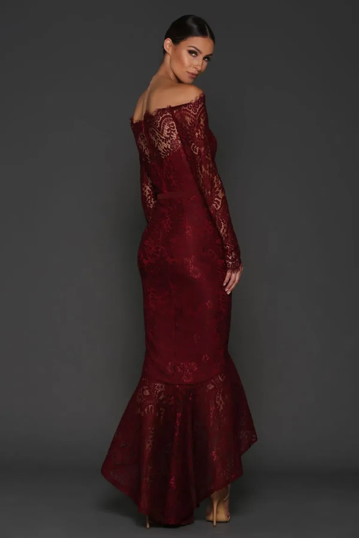 Elle Zeitoune Marchesa Dress Burgundy Size 10 - Image 3