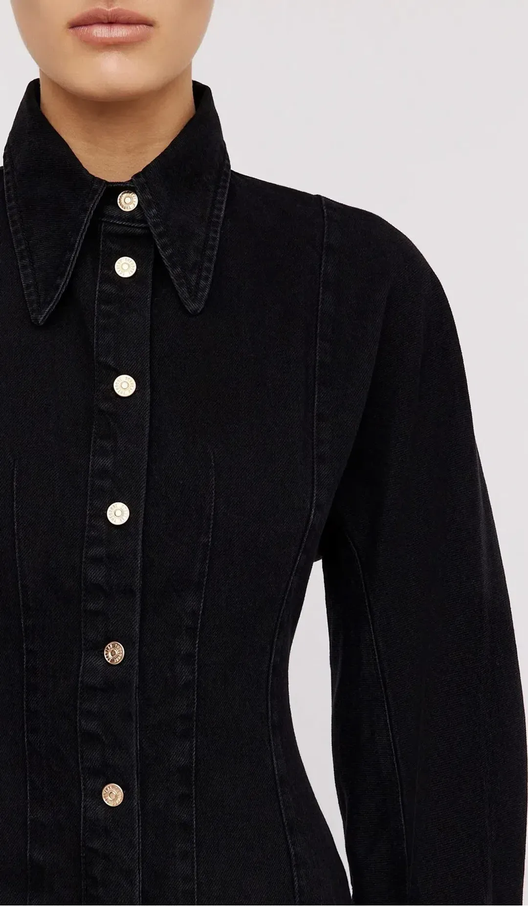 Scanlan Theodore Black Denim Cocoon Sleeve Mini Dress Size 10 for rent on The Volte - main image