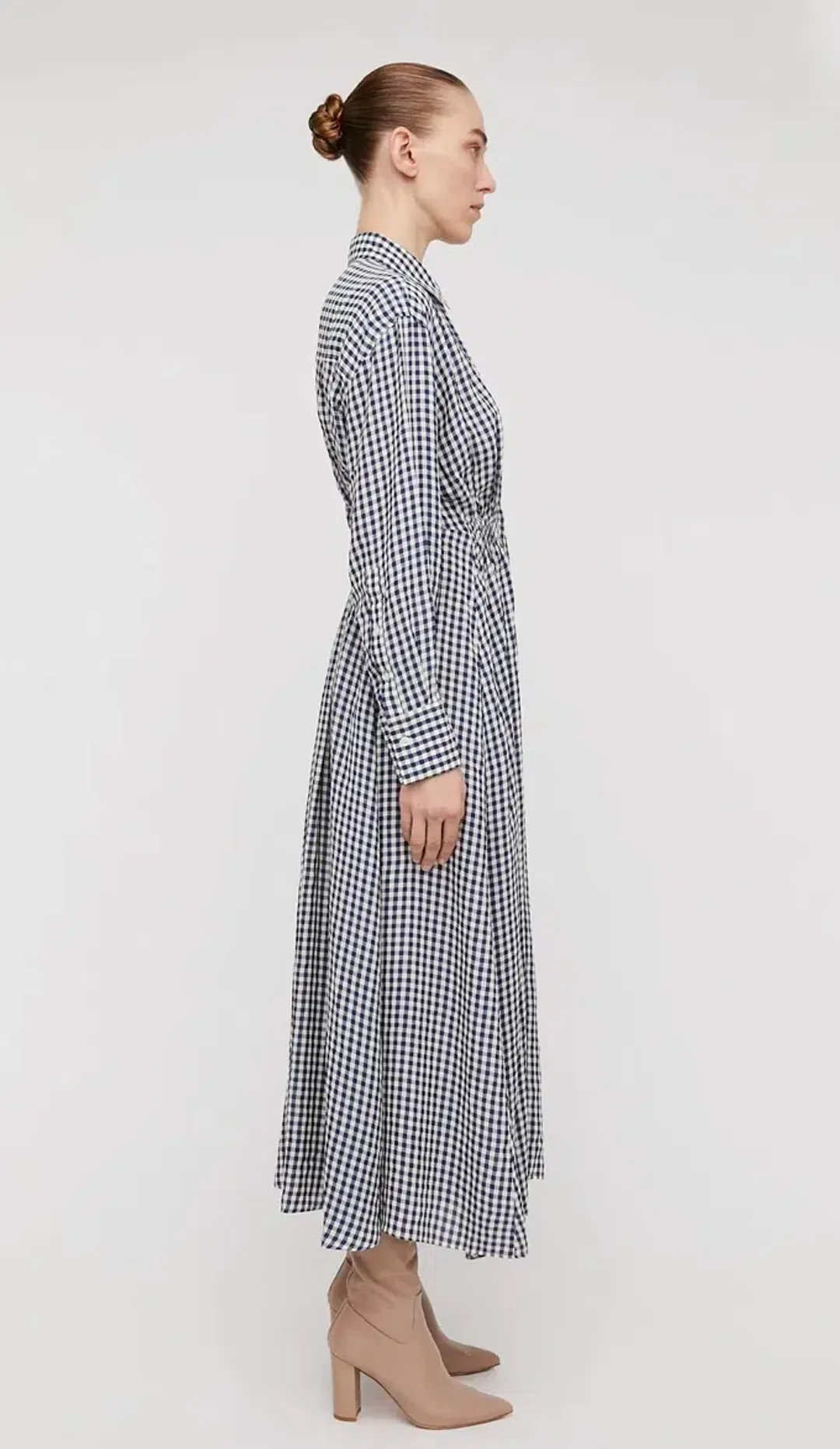 Scanlan Theodore Gingham Dress Navy Cream Size 10 for rent on The Volte - main image