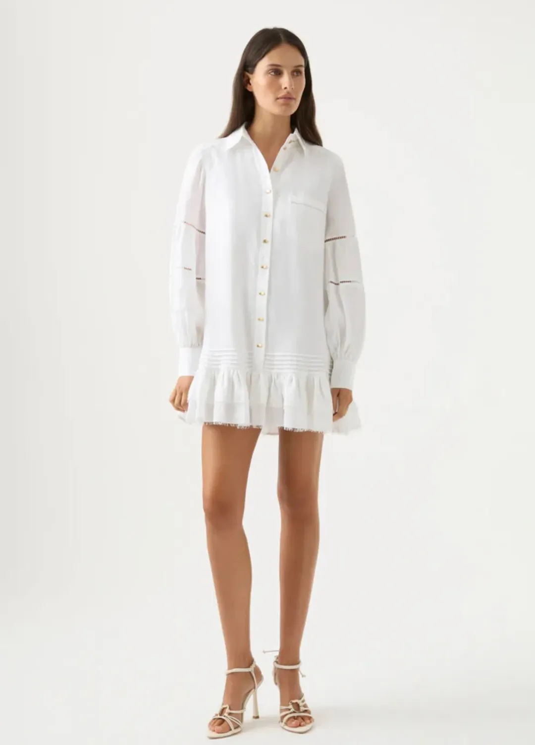 Aje Lotus Shirt Mini Dress White Size AU 10  for rent on The Volte - main image