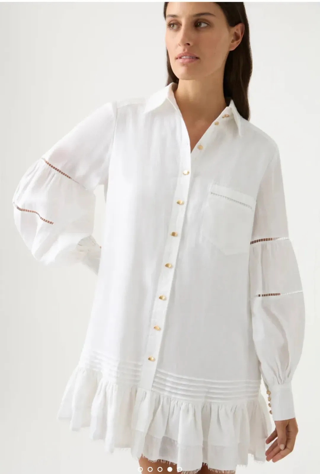 Aje Lotus Shirt Mini Dress White Size AU 10  for rent on The Volte - main image