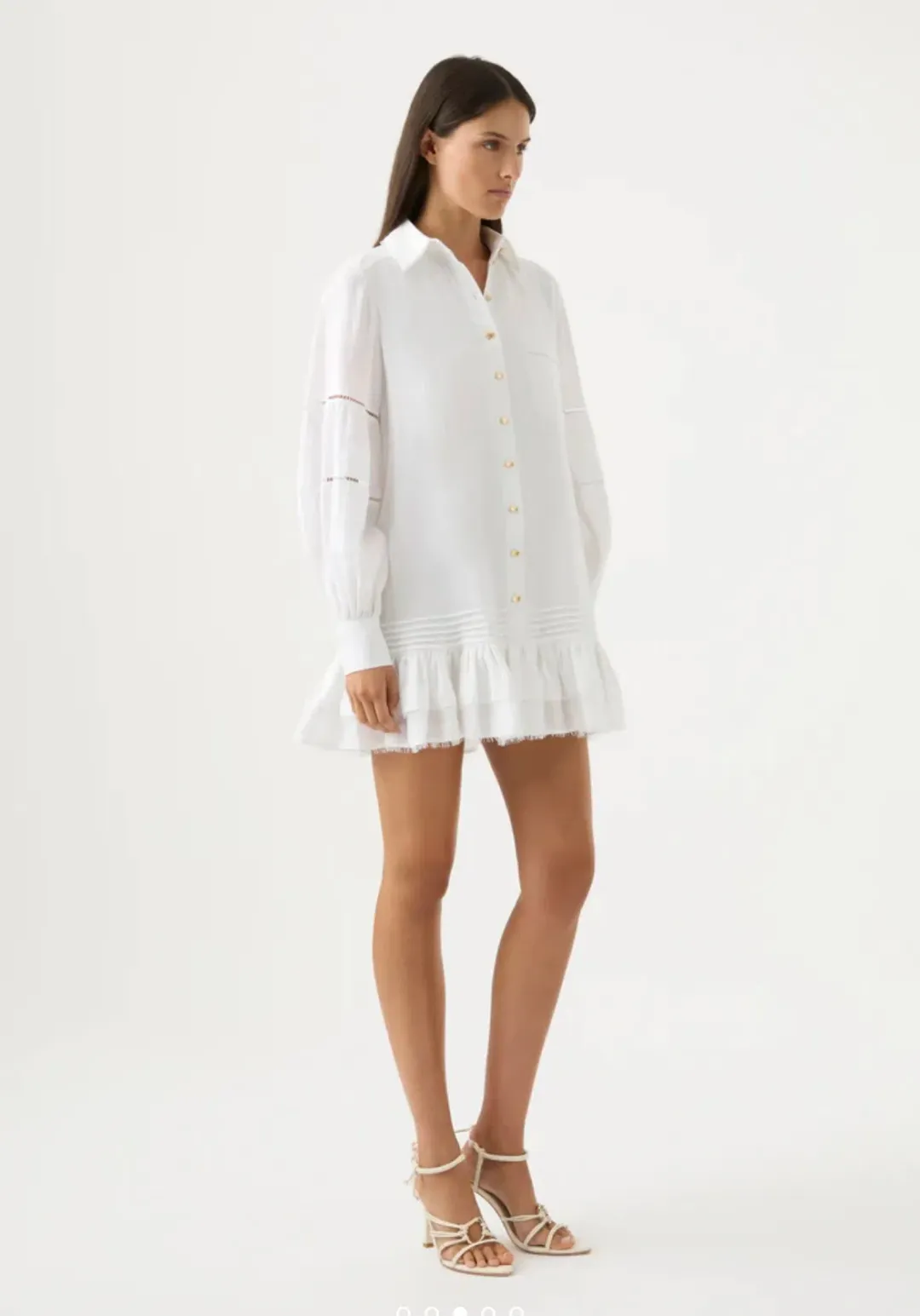 Aje Lotus Shirt Mini Dress White Size AU 10  for rent on The Volte - main image