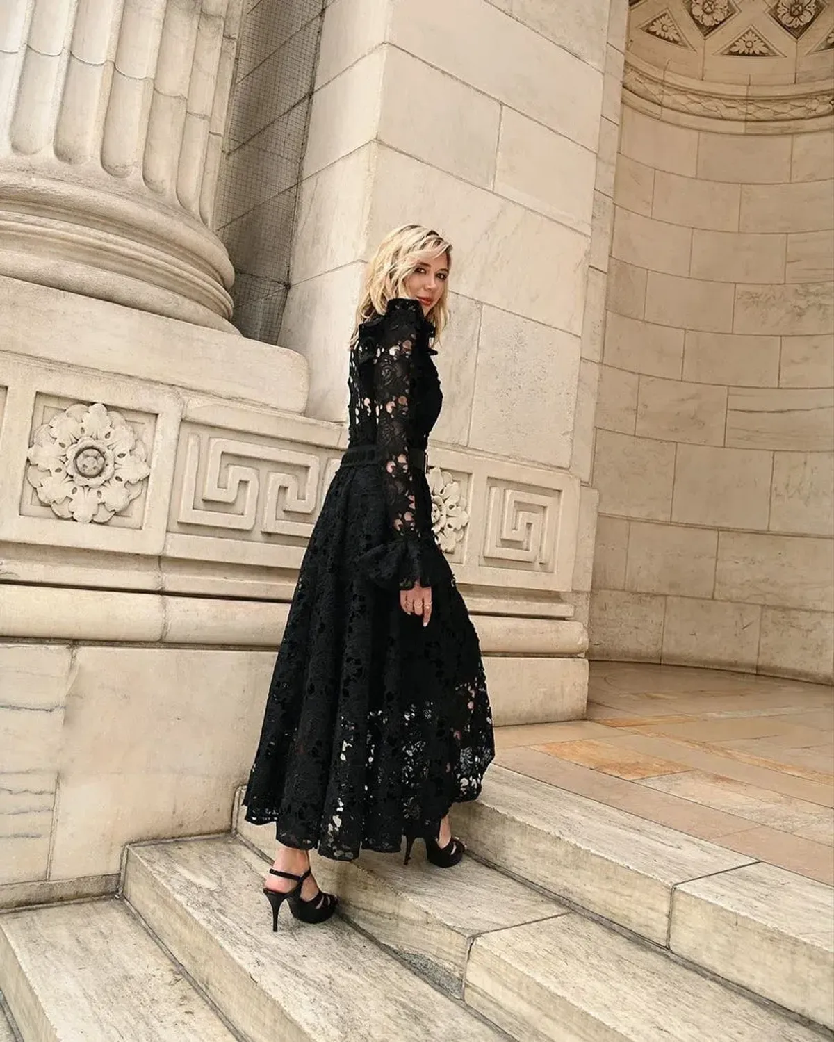 Leo Lin Aliyah Lace Butterfly Sleeve Midi Dress Black Size 8  - Image 2