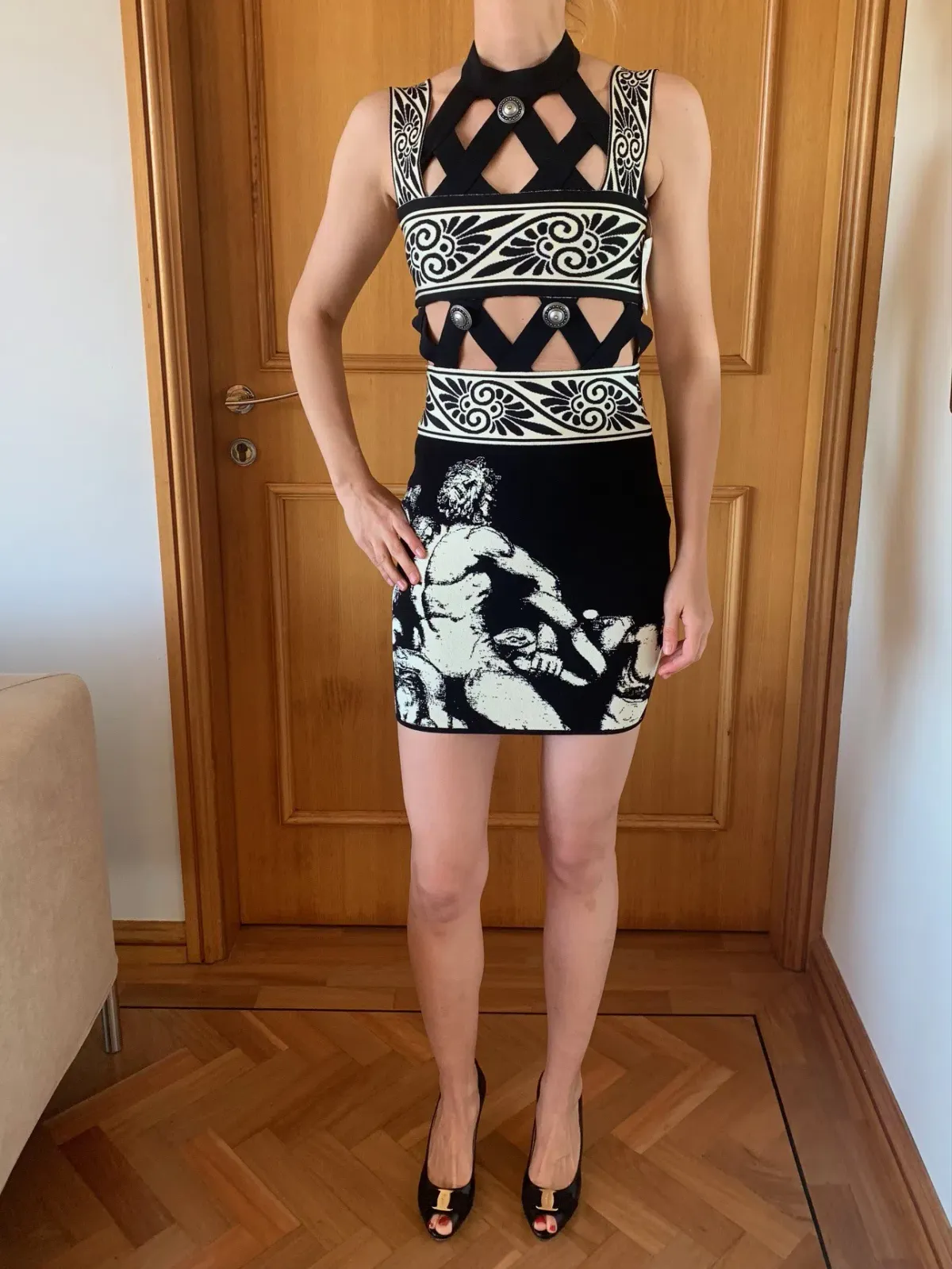 Fausto Puglisi Diamond Cutout Knit Mini Dress Print Size 36 / AU 6 - Image 2