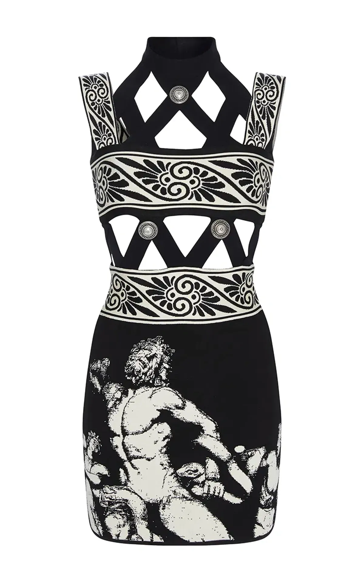 Fausto Puglisi Diamond Cutout Knit Mini Dress Print Size 36 / AU 6 - Image 5
