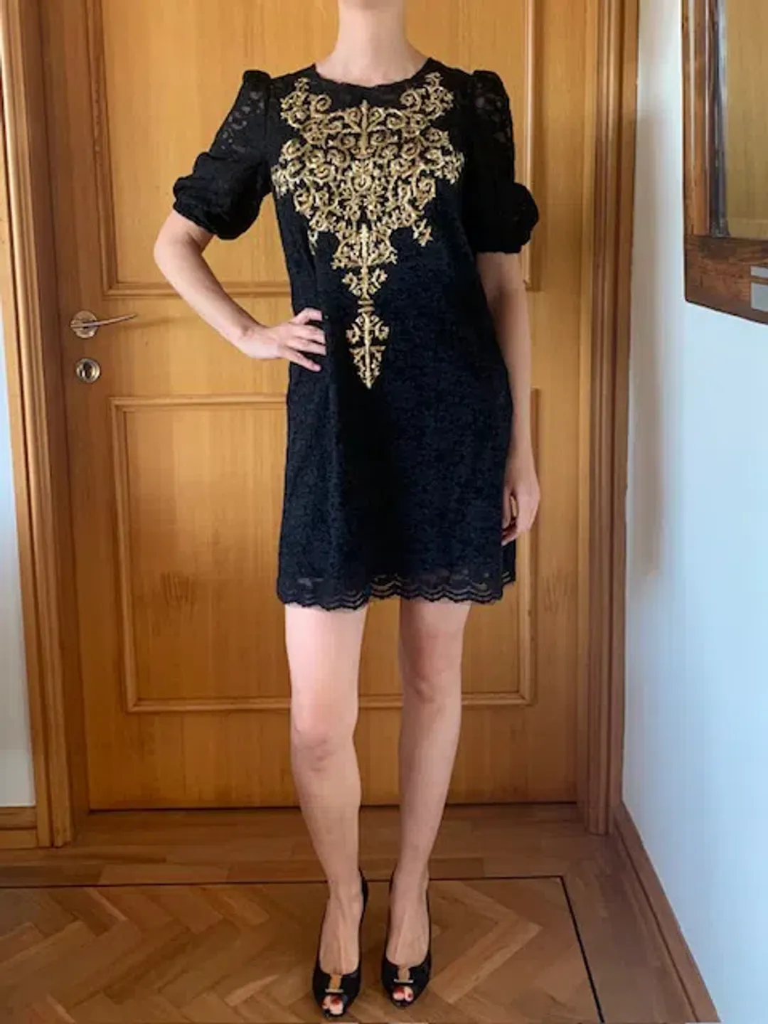 Dolce and Gabbana Embroidery Lace Dress Black Size AU 12 for rent on The Volte - main image