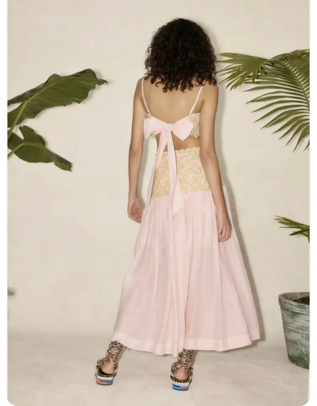 Alemais Anthea Tie Back Crop And Broderie Skirt Set Pink Size AU 14  for rent on The Volte - main image