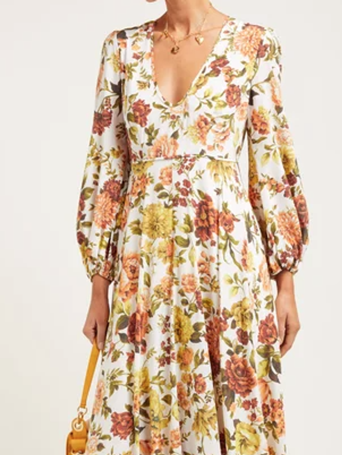 Zimmermann Zippy Plunge Long Dress Peachy Autumn Floral Size 14 - Image 2