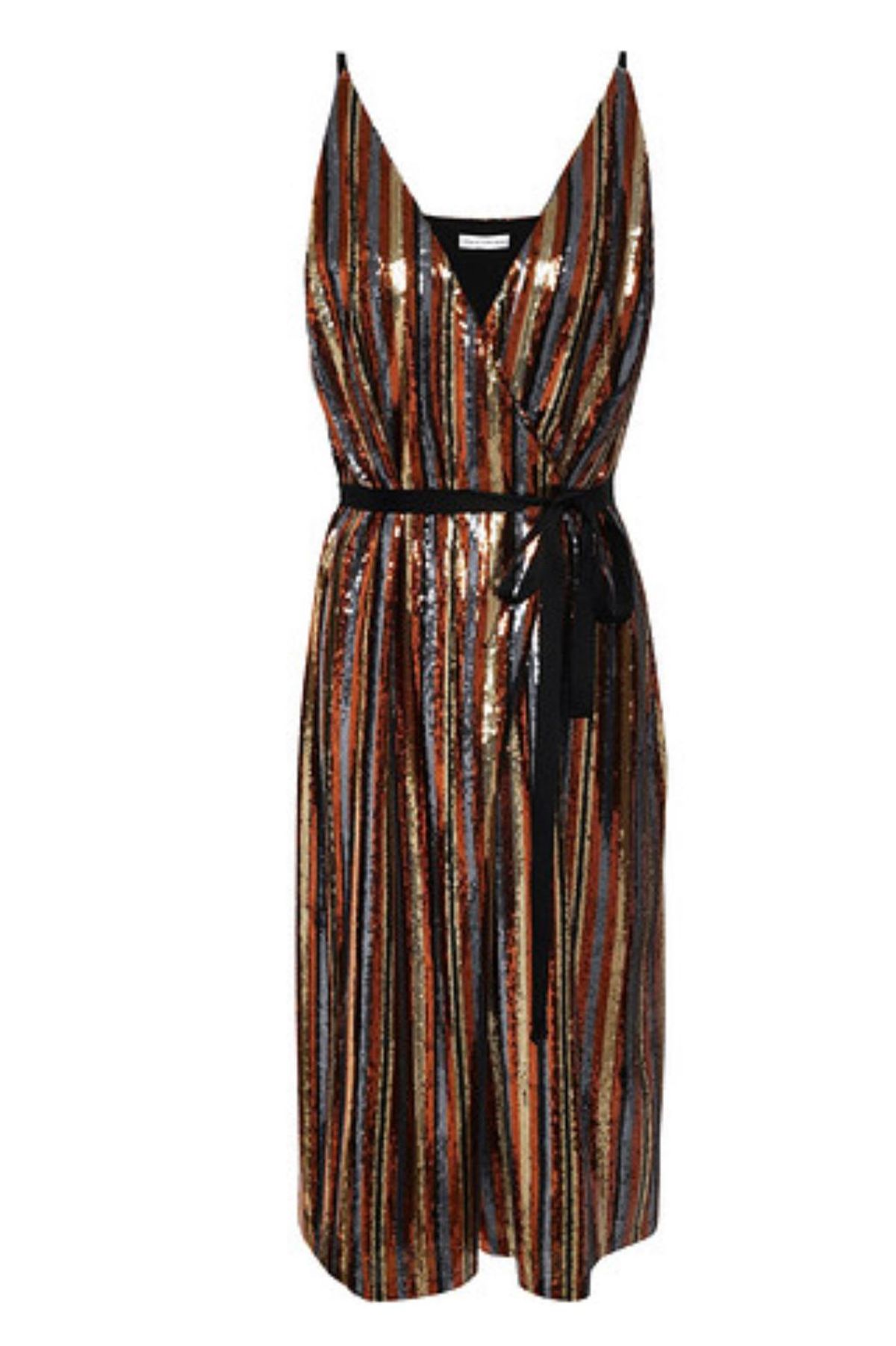 Robert Rodriguez Wrap Effect Striped Sequined Chiffon Dress Size 10 - Image 3