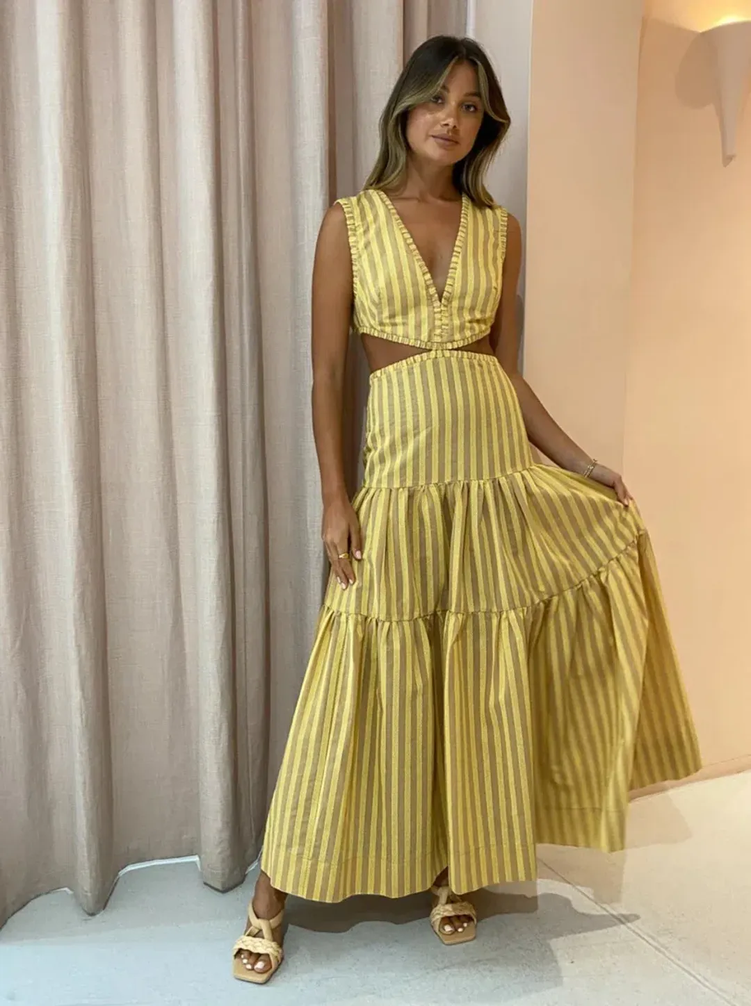 Bec & Bridge Liliana Maxi Dress Stripe Size 12 for rent on The Volte - main image