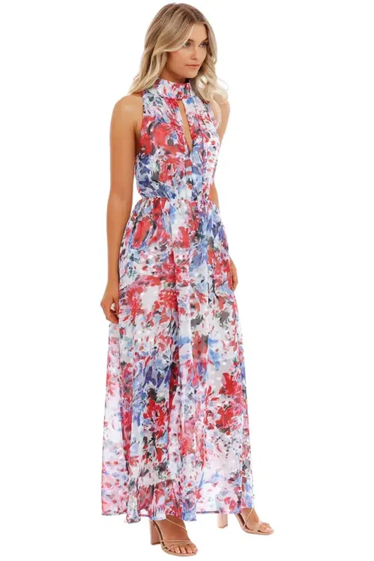 Sofia Irina Halter Gown Spring Flora Multi Print Size AU 8 - Image 2