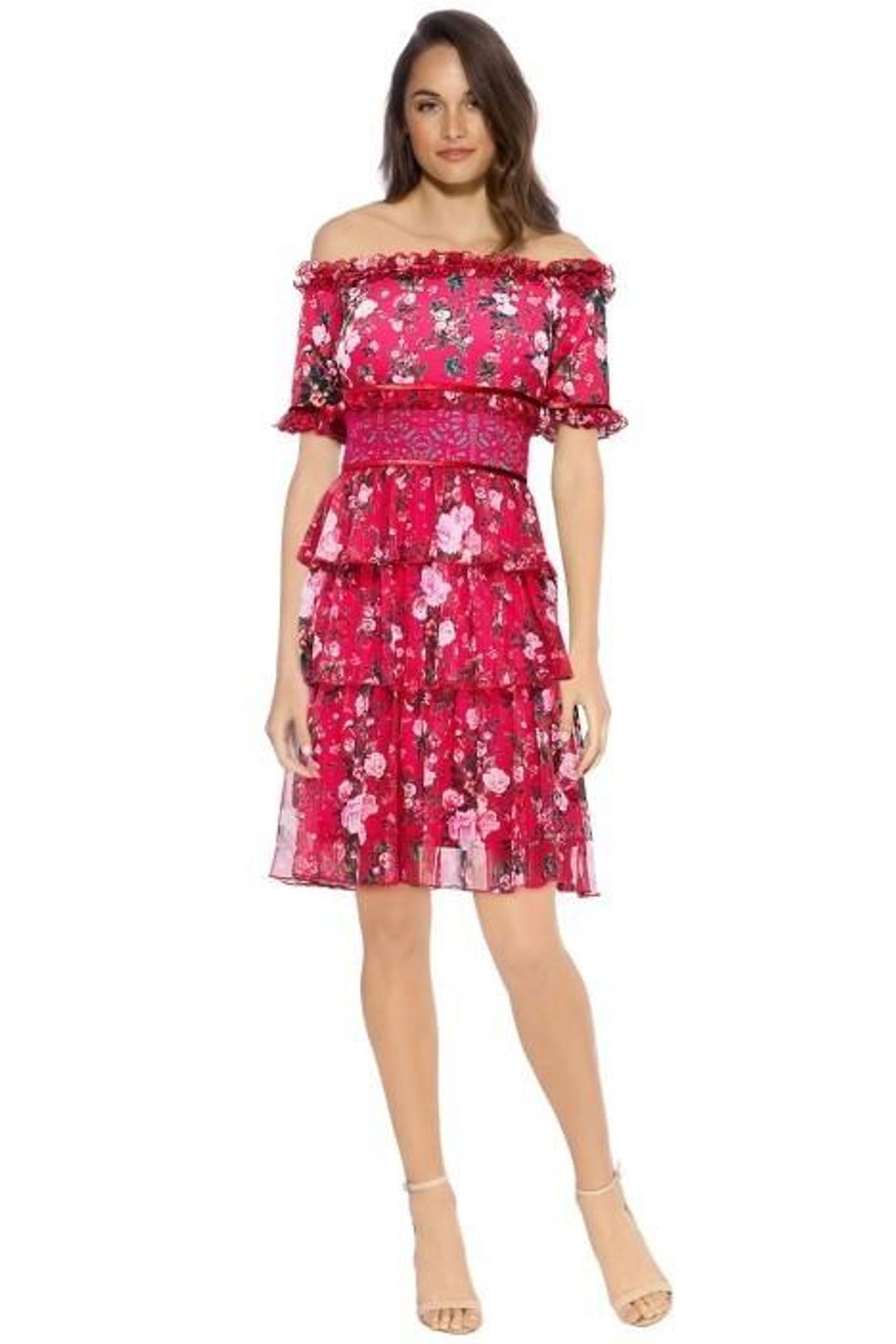 Tadashi Shoji Bonet Off The Shoulder Dress size 12 for rent on The Volte - main image