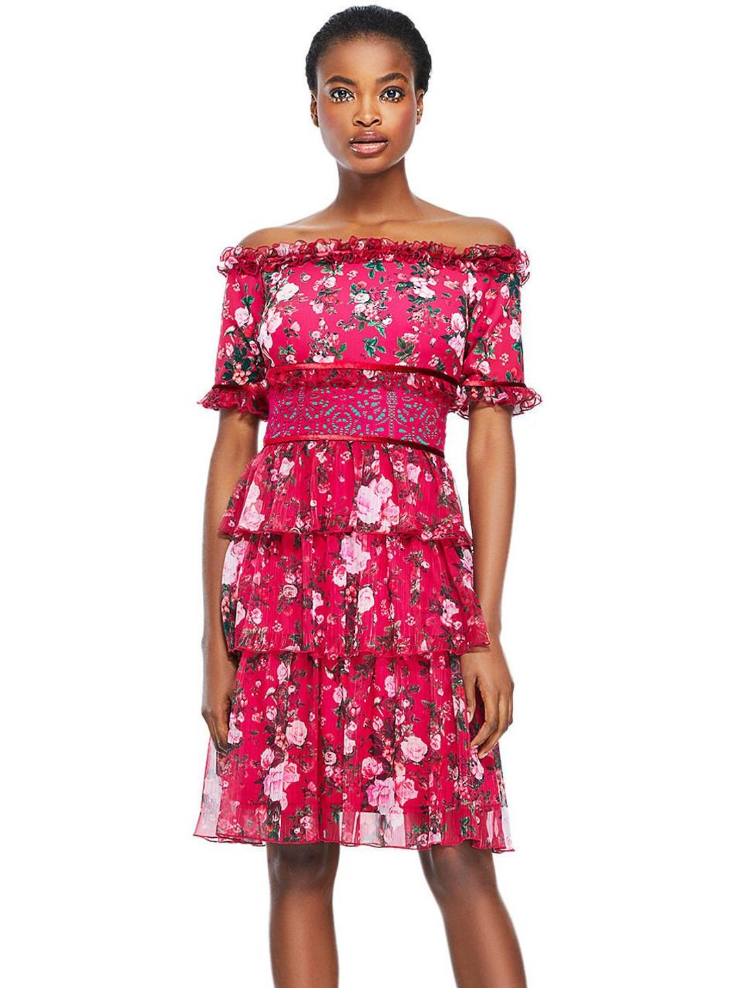 Tadashi Shoji Bonet Off The Shoulder Dress size 12 for rent on The Volte - main image