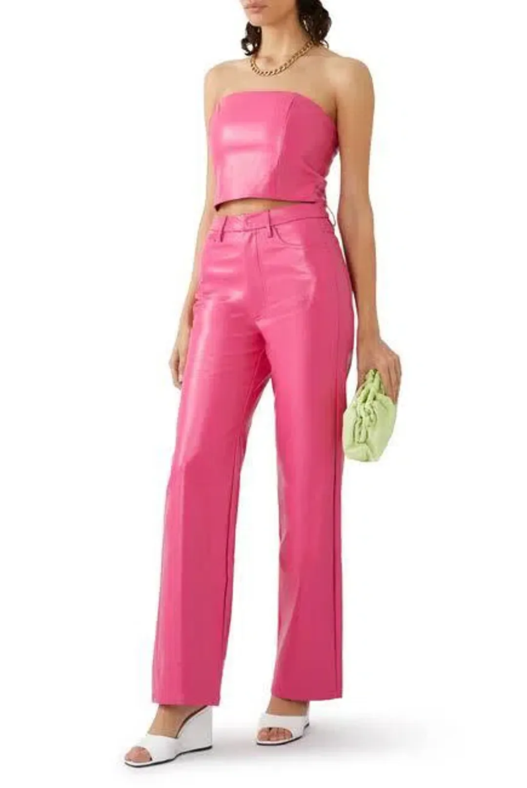Rotate Birger Christensen Rotate Pink Faux Leather Set Pink Size 10  for rent on The Volte - main image