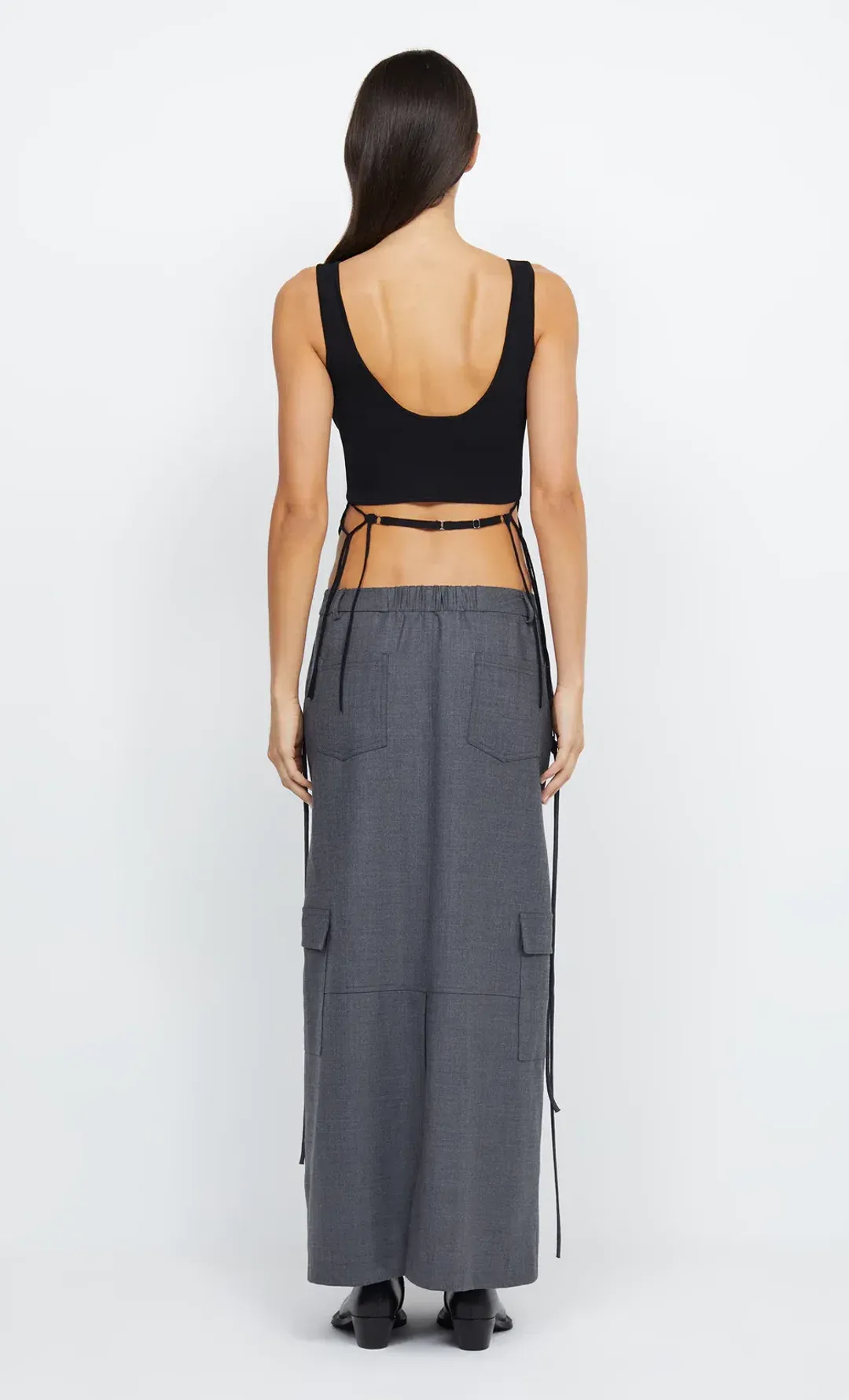 Bec & Bridge Aria Knit Cropped Top Black Size 8  for rent on The Volte - main image