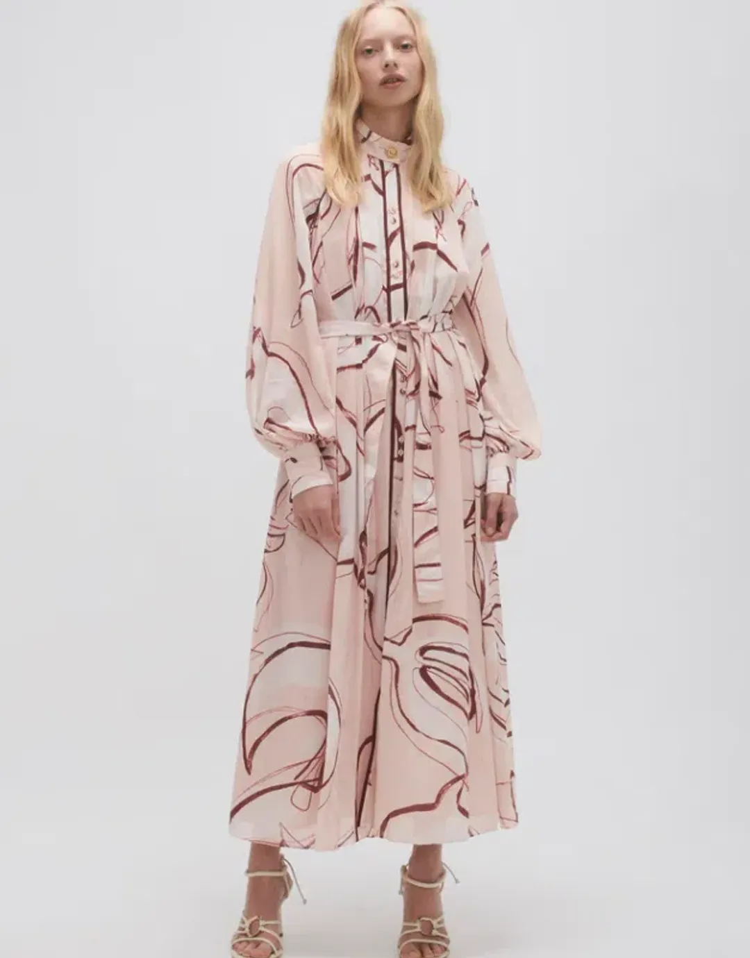 Aje Beatrice Pleated Midi Dress Print Size 10 for rent on The Volte - main image