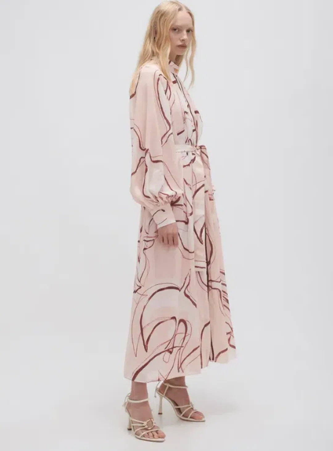 Aje Beatrice Pleated Midi Dress Print Size 10 for rent on The Volte - main image