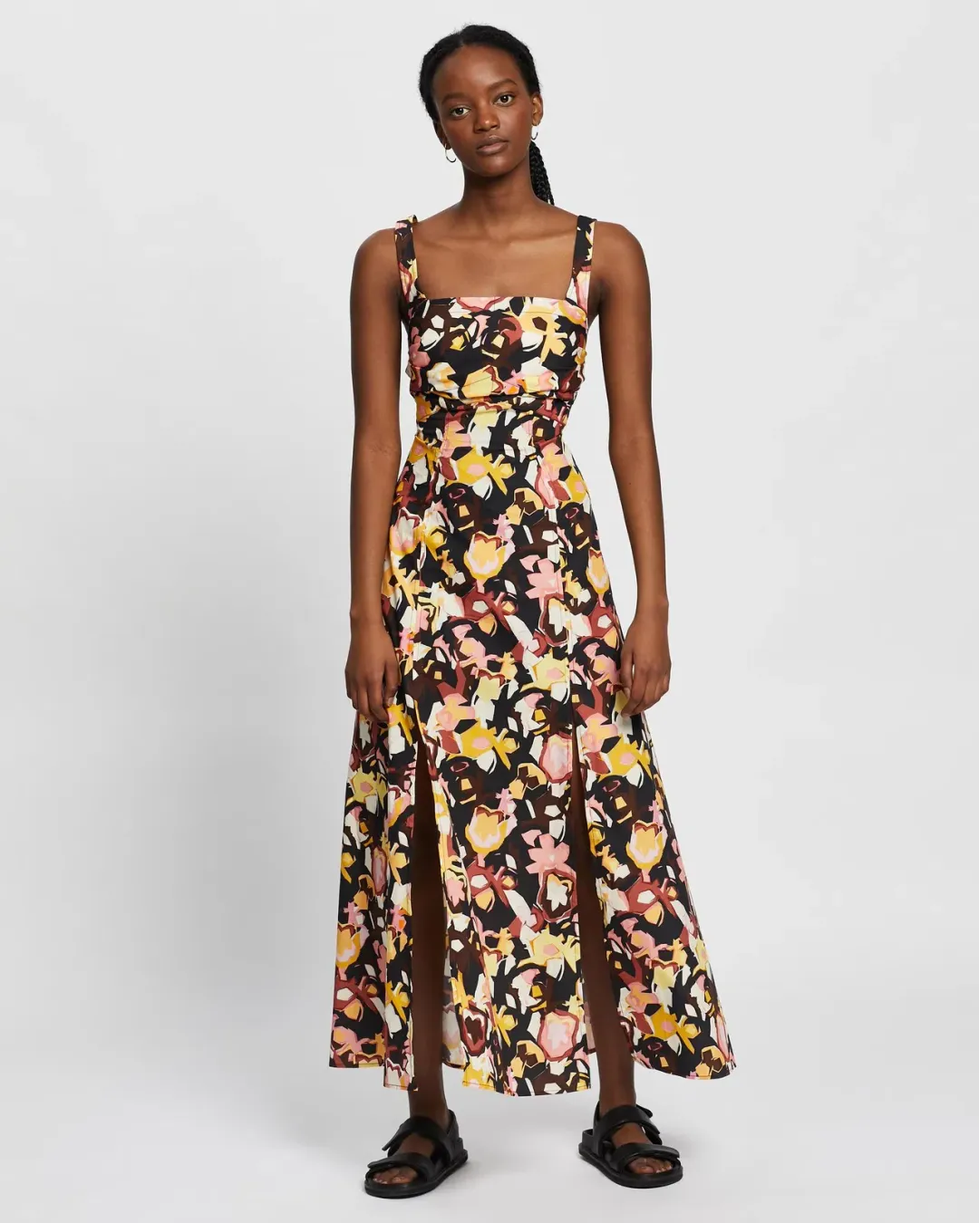 Camilla and Marc Delfino Split Skirt Midi Dress Multi Size 8 for rent on The Volte - main image