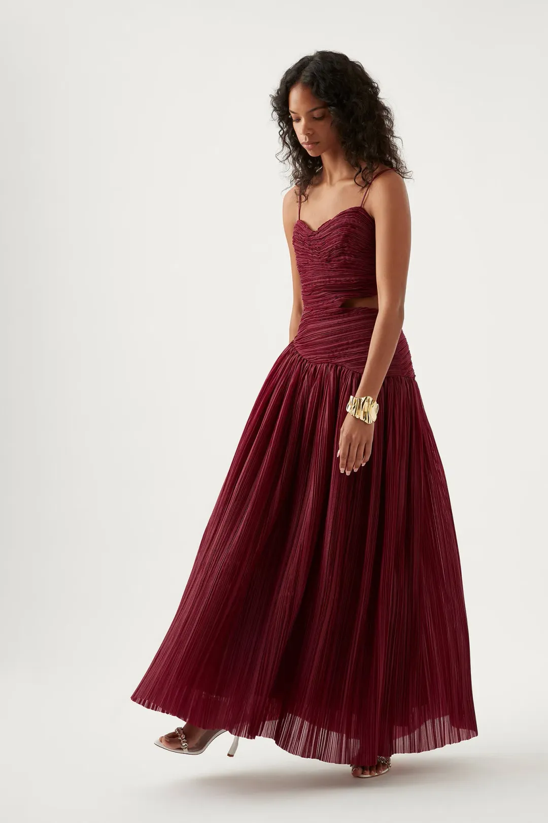 Aje Laurier Wave Maxi Dress Burgundy Size 12 / L for rent on The Volte - main image