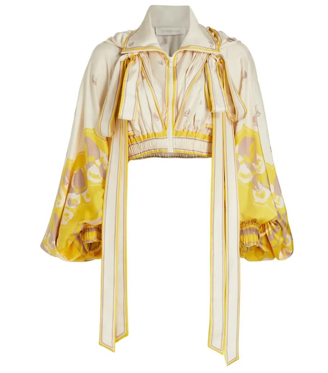 Zimmermann High Tide Cropped Jacket & Skirt Set Yellow Sailboats  Size 0/Au 8 for rent on The Volte - main image