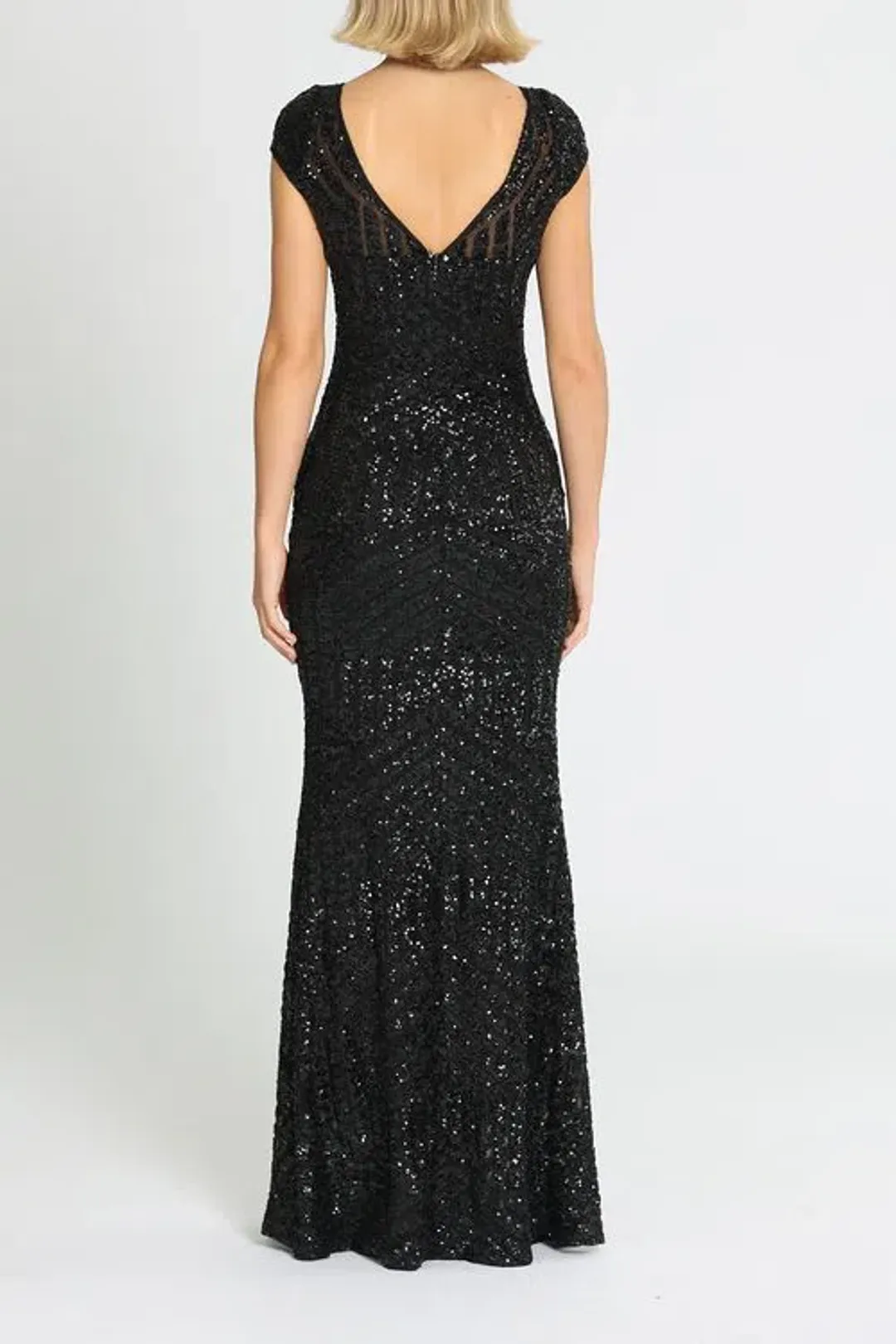 Langhem Ida Sequin Gown Black Size 12 for rent on The Volte - main image