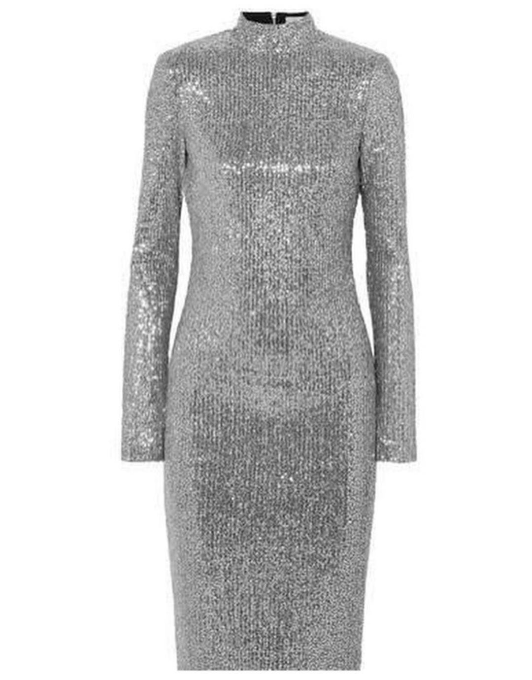 Rebecca Vallance Andree Sequinned Lurex Midi Dress Size 8  for rent on The Volte - main image