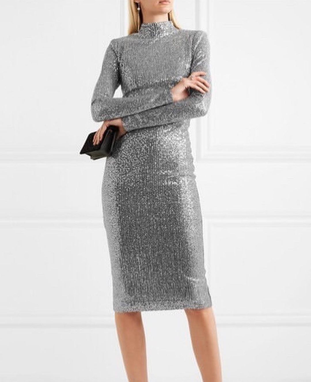 Rebecca Vallance Andree Sequinned Lurex Midi Dress Size 8  for rent on The Volte - main image