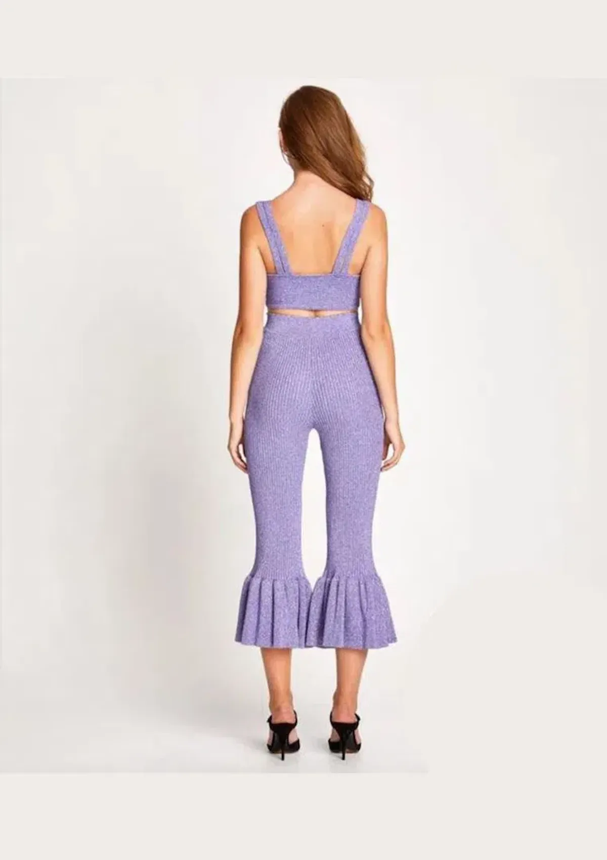 Alice Alice McCall Love Letters Crop Top and Flared Pants Set Purple Sparkle Metallic Size 8  - Image 4