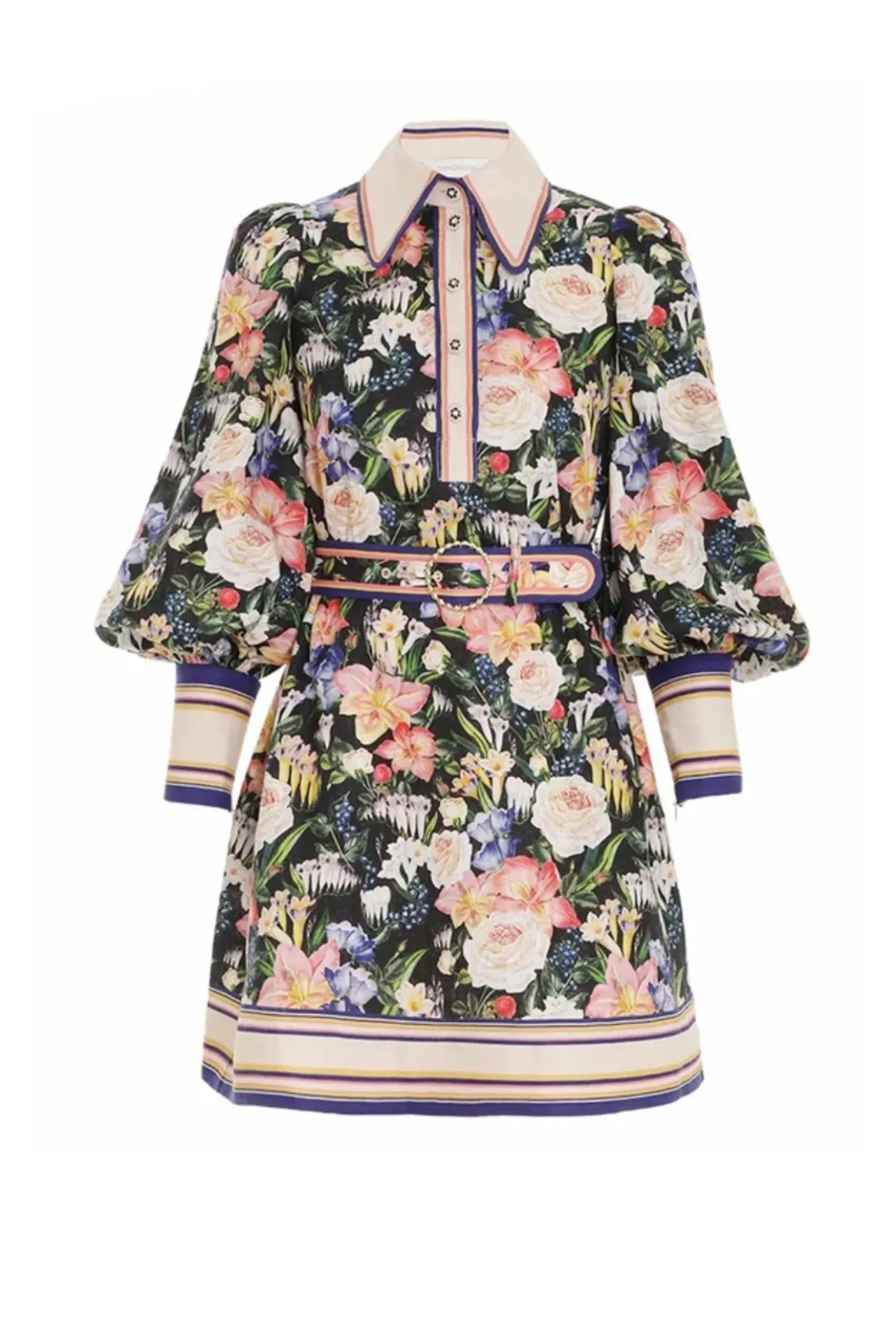 Zimmermann Coaster Long Sleeve Tunic Mini Dress Mayflower Black Floral Print Size 2 / AU 12 - Image 2