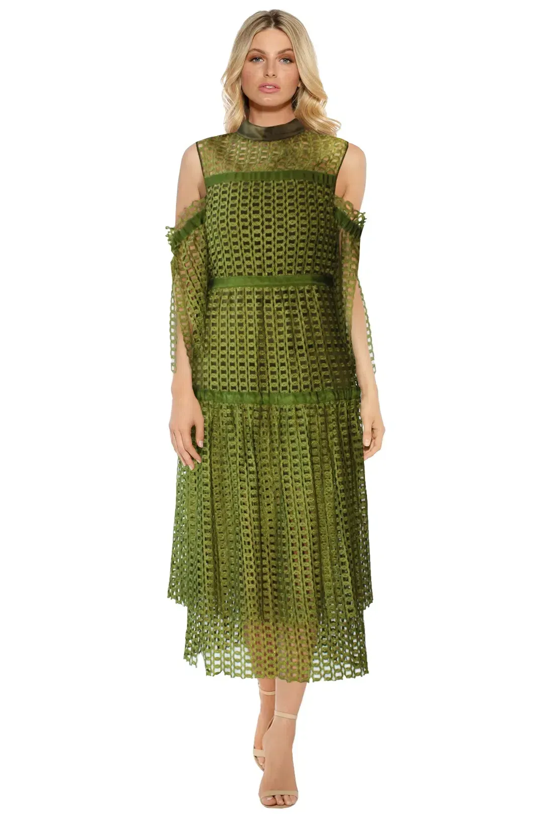 Romance Was Born Link Garden Dress in Khaki Green Size 6 for rent on The Volte - main image